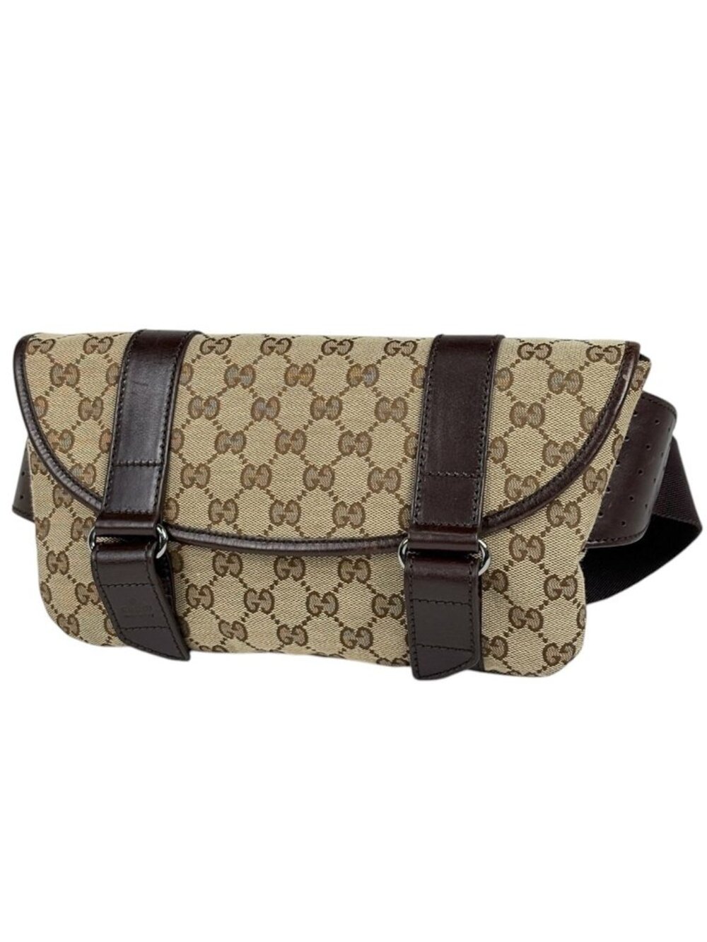 Gucci Belt Bag GG Pattern Waist Canvas Beige Brown